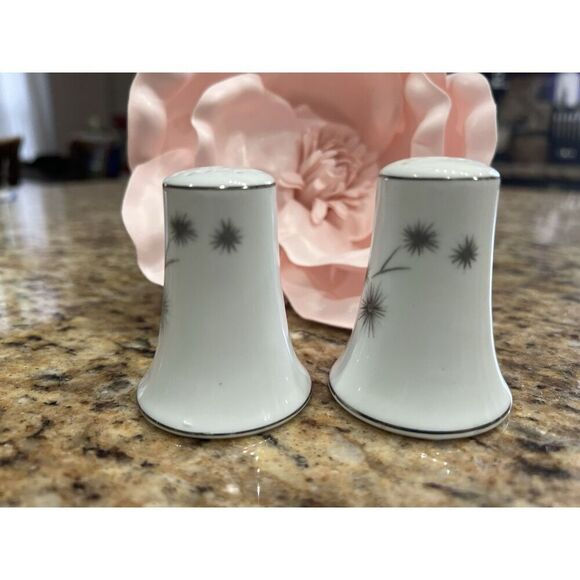Creative Salt & Pepper Shaker Platinum Star Burst Fine China Japan 1014 Atomic - Picture 4 of 9